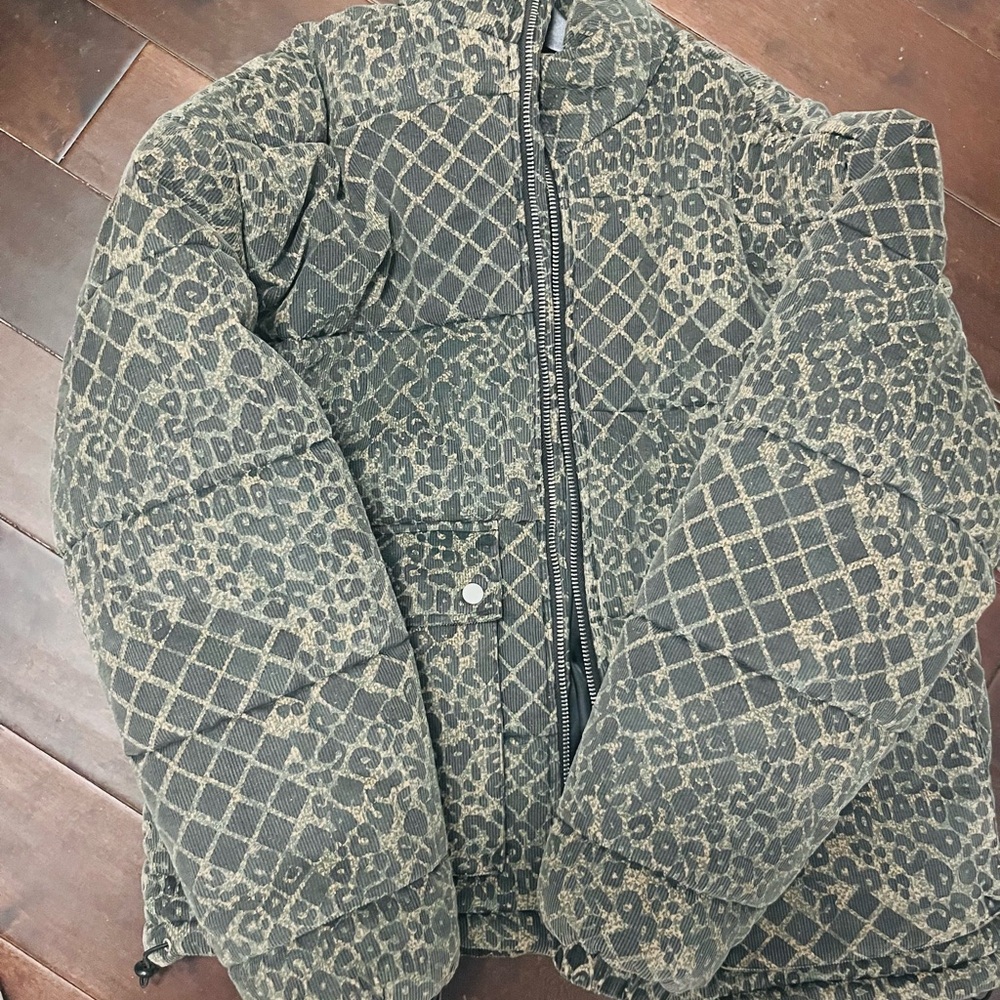 Black and Tan Trench Coat with Quilted Pattern